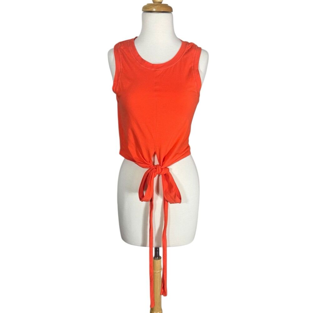 J. Dow Fitness Women's Sz S Orange Sleeveless Wrap Crop Activewear Top